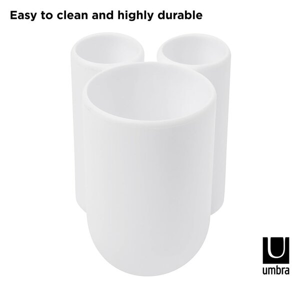 Biały plastikowy kubek na szczoteczki do zębów Touch – Umbra