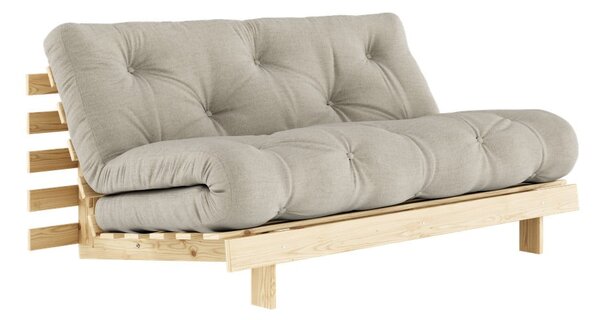 Szarobeżowa lniana rozkładana sofa 160 cm Roots – Karup Design