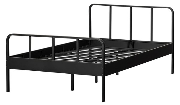 Czarne metalowe łóżko ze stelażem 120x200 cm Mees – WOOOD