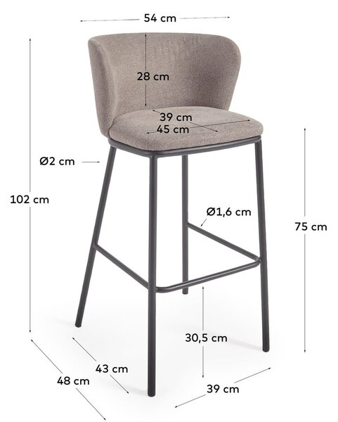 Jasnobrązowy hoker 102 cm Ciselia – Kave Home