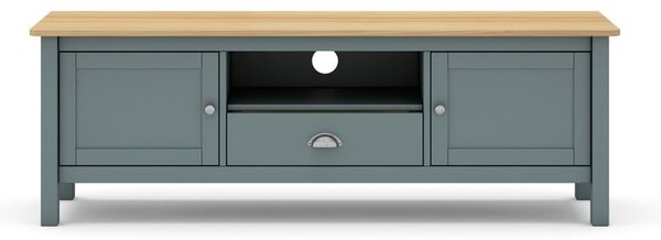 Szarozielona szafka pod TV z litego drewna sosnowego 158x53x40 cm Misti – Marckeric