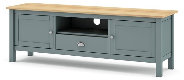 Szarozielona szafka pod TV z litego drewna sosnowego 158x53x40 cm Misti – Marckeric