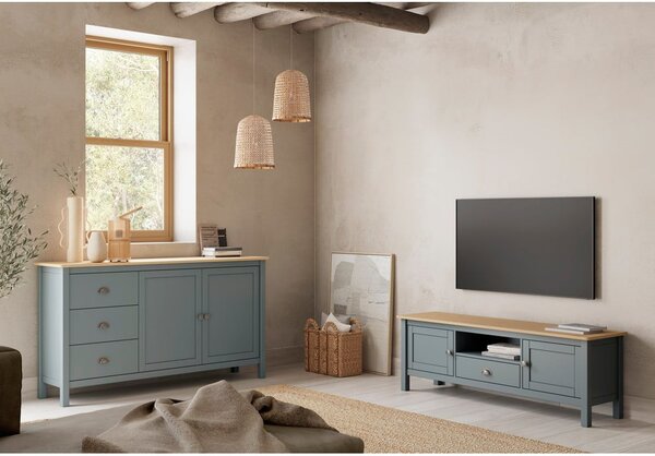 Szarozielona komoda z litego drewna sosnowego 150x80x40 cm Misti – Marckeric
