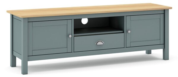 Szarozielona szafka pod TV z litego drewna sosnowego 158x53x40 cm Misti – Marckeric