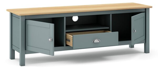Szarozielona szafka pod TV z litego drewna sosnowego 158x53x40 cm Misti – Marckeric