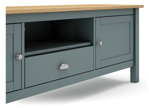 Szarozielona szafka pod TV z litego drewna sosnowego 158x53x40 cm Misti – Marckeric