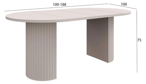 MebleMWM Stół rozkładany OVALIO | 100/188 cm | Beż piaskowy
