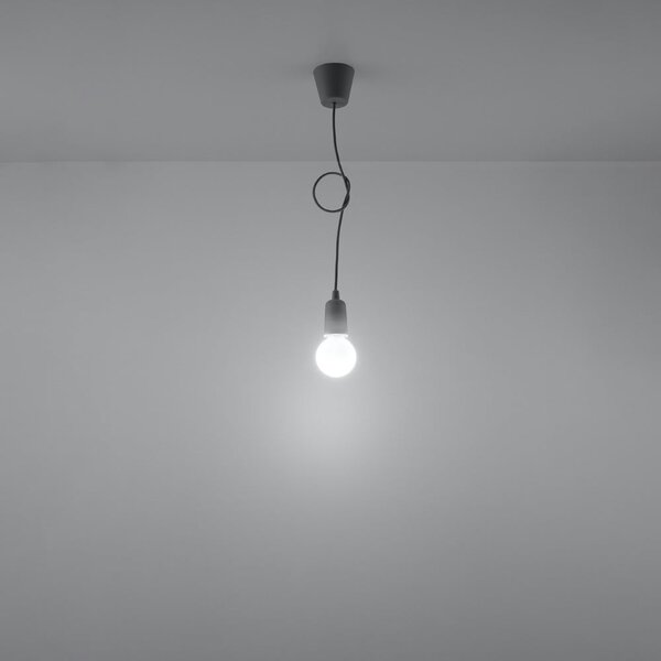 Szara lampa wisząca ø 5 cm Rene – Sollux