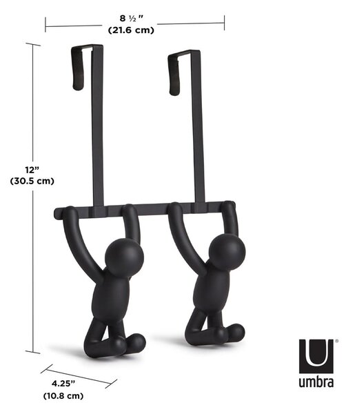 Czarny plastikowy wieszak na drzwi 22 cm Buddy – Umbra