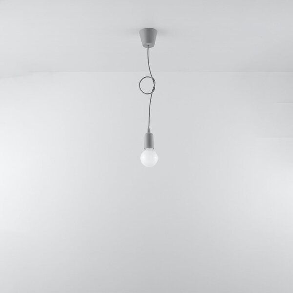 Szara lampa wisząca ø 5 cm Rene – Sollux