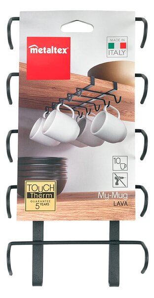 Czarny wiszący uchwyt na kubki Metaltex My Mug Lava