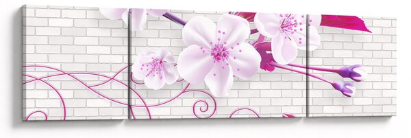 Obraz gałązki z kwiatami (170x50 cm)