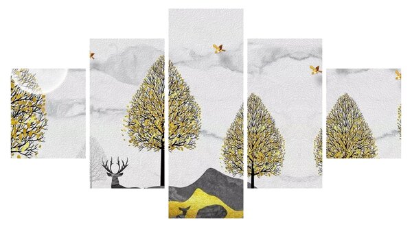 Obraz malowanych jeleni (125x70 cm)