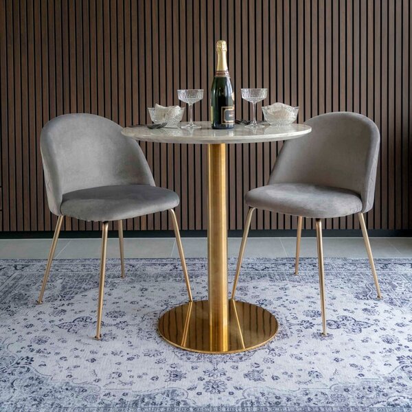 Okrągły stół z blatem w dekorze marmuru ø 70 cm Bolzano – House Nordic