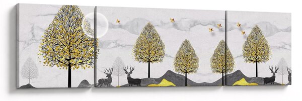 Obraz malowanych jeleni (170x50 cm)