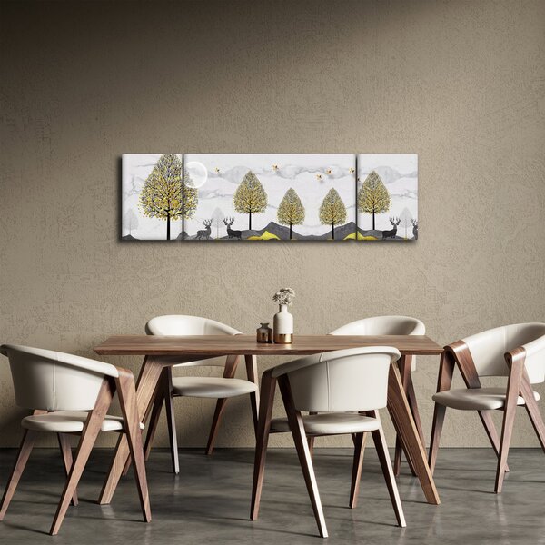 Obraz malowanych jeleni (170x50 cm)