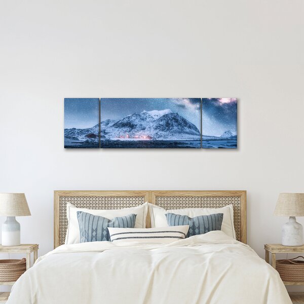 Obraz gór z gwieździstym niebem (170x50 cm)