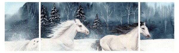 Obraz malowanych koni (170x50 cm)
