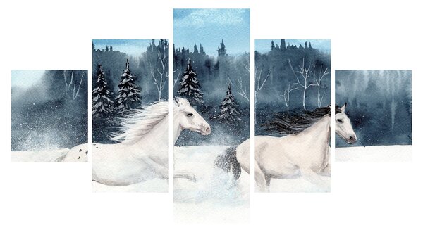 Obraz malowanych koni (125x70 cm)