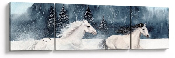 Obraz malowanych koni (170x50 cm)