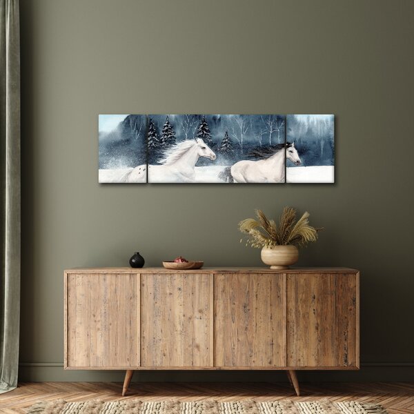 Obraz malowanych koni (170x50 cm)