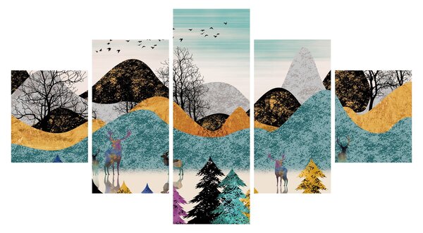 Obraz graficzny z jeleniem (125x70 cm)
