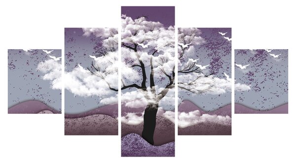 Obraz - Drzewo w chmurach (125x70 cm)