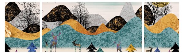 Obraz graficzny z jeleniem (170x50 cm)