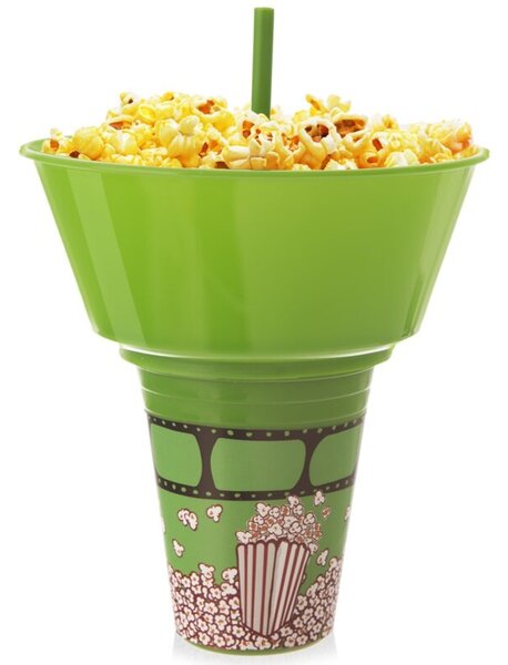 Kubek z miską na popcorn zielony 500 ML