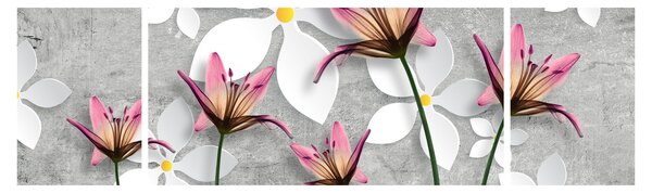 Obraz kwiatowej abstrakcji (170x50 cm)
