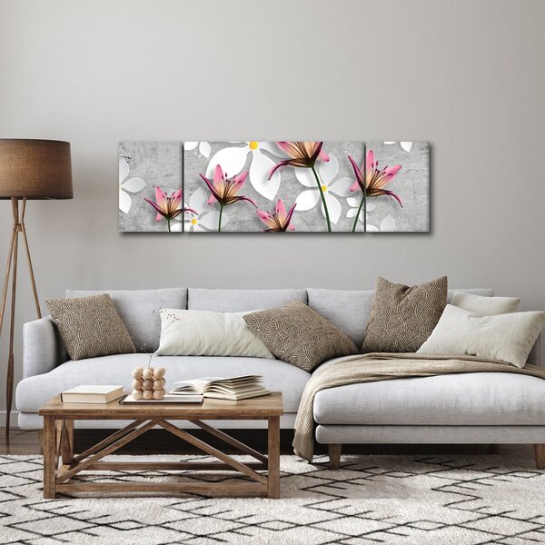 Obraz kwiatowej abstrakcji (170x50 cm)