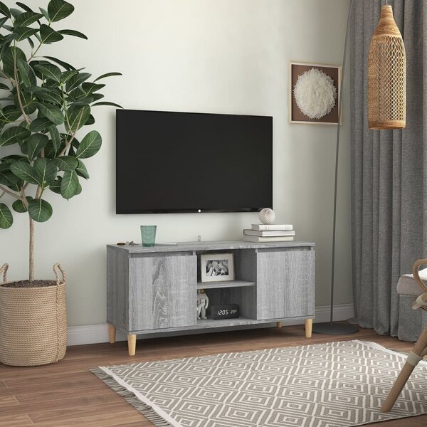Szafka TV, drewniane nogi, szary dąb sonoma, 103,5x35x50 cm