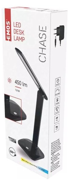 Czarna lampa stołowa LED ze ściemniaczem (wys. 37 cm) Chase – EMOS