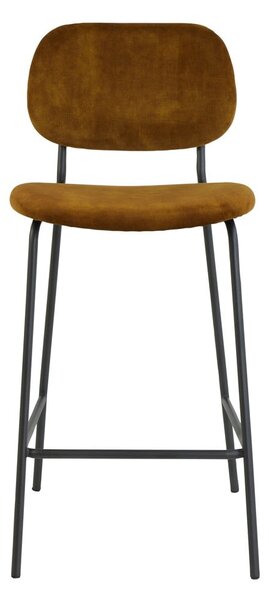 Musztardowy aksamitny hoker 92 cm Emma – Light & Living