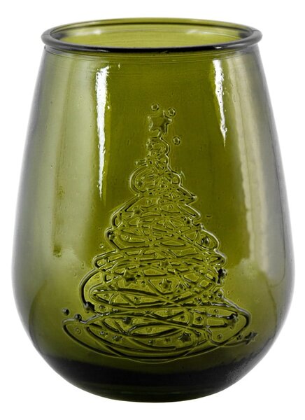 Zielony szklany wazon z motywem świątecznym Ego Dekor Arbol de Navidad, wys. 13 cm