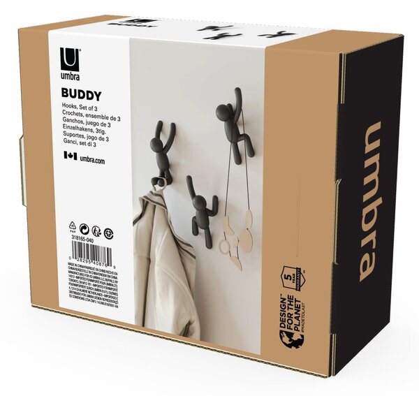 Ścienne plastikowe haczyki zestaw 3 szt. Buddy – Umbra