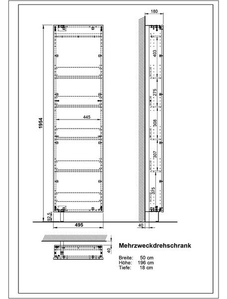 Biała szafka pod przedpokoju 50x195x18 cm Rotary – Germania