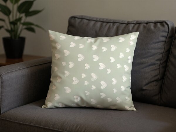 Poszewka na poduszkę z mikrofibry STARS HEARTS 45x45 cm, zielony