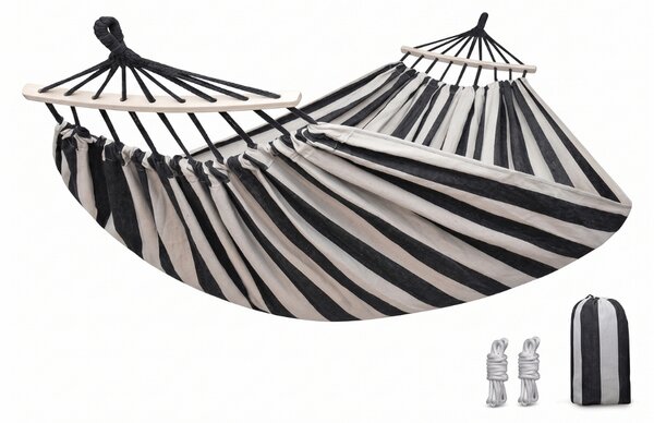 Hamak ZENVIO COMFORT 200x80 cm, szaro-biały + torba gratis