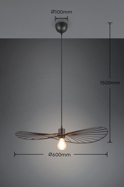 Lampa wisząca w kolorze matowej czerni ø 60 cm Chapeau – Reality