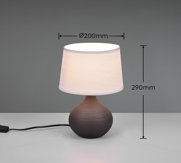 Ciemnobrązowa lampa stołowa z ceramiki i tkaniny Reality Martin, wys. 29 cm