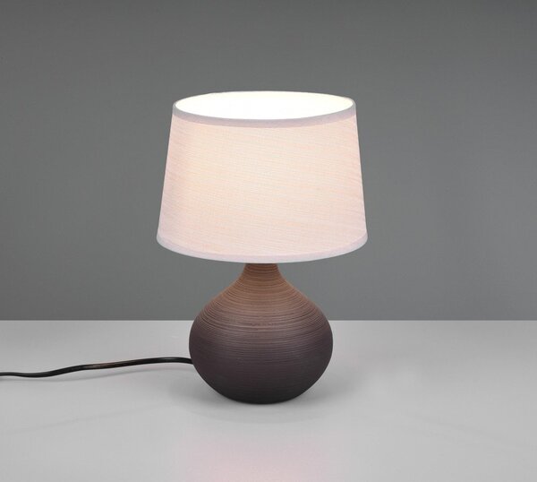 Ciemnobrązowa lampa stołowa z ceramiki i tkaniny Reality Martin, wys. 29 cm