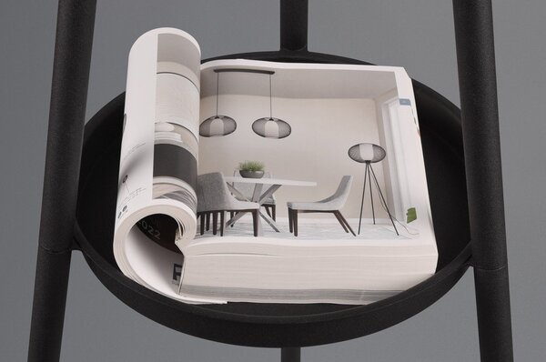 Czarna lampa stojąca z półką (wys. 152 cm) Colette – Reality