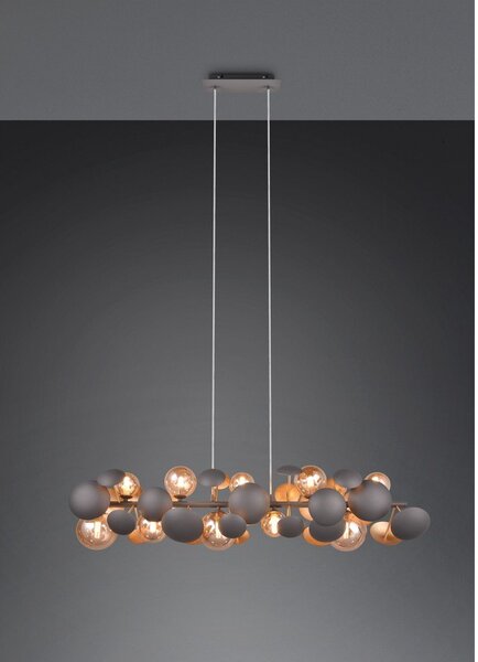 Lampa wisząca w szaro-złotym kolorze ze szklanym kloszem Bubble – Trio Select