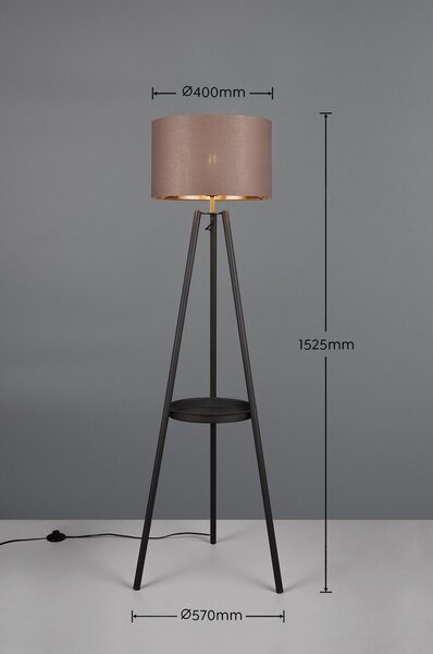 Czarna lampa stojąca z półką (wys. 152 cm) Colette – Reality
