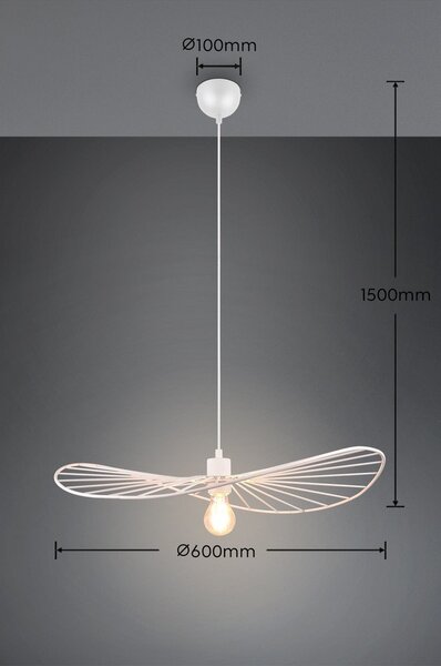Biała lampa wisząca ø 60 cm Chapeau – Reality