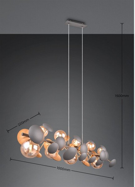 Lampa wisząca w szaro-złotym kolorze ze szklanym kloszem Bubble – Trio Select