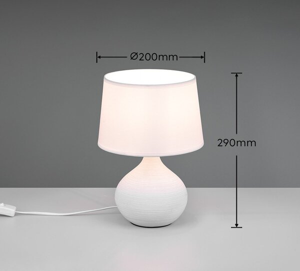 Biała lampa stołowa z ceramiki i tkaniny Reality Martin, wys. 29 cm
