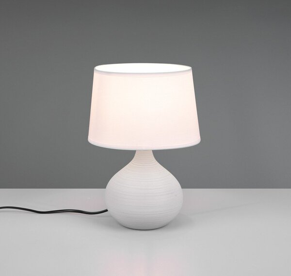 Biało-brązowa lampa stołowa z ceramiki i tkaniny Reality Martin, wys. 29 cm