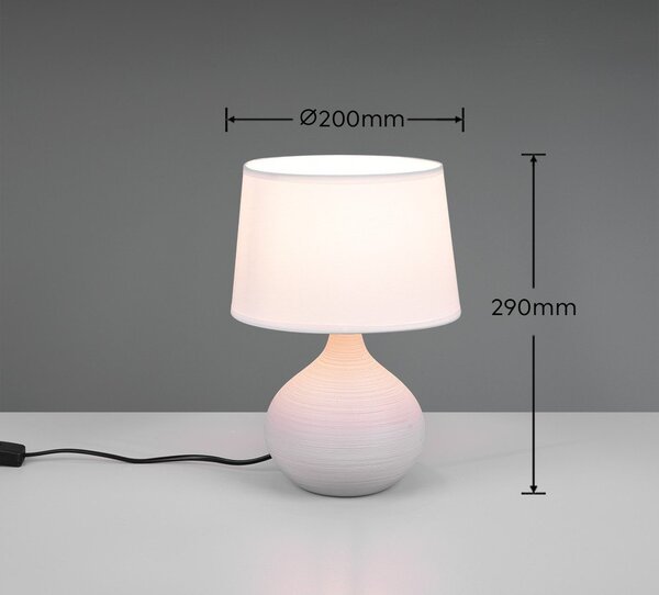 Biało-brązowa lampa stołowa z ceramiki i tkaniny Reality Martin, wys. 29 cm